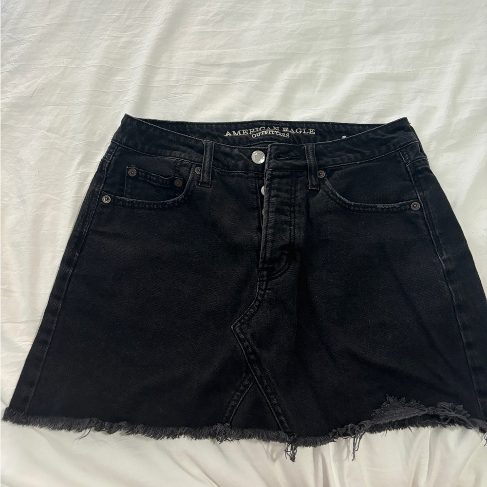 American eagle high rise black denim skirt